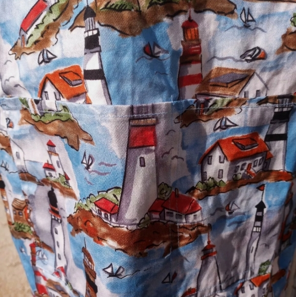 Kitchen Apron Lighthouse Sea Ocean Clouds Blue Sky Pockets Bay Beach House - Picture 2 of 4